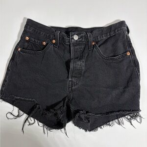 Levi's Dark Jean Shorts with Frayed Hem